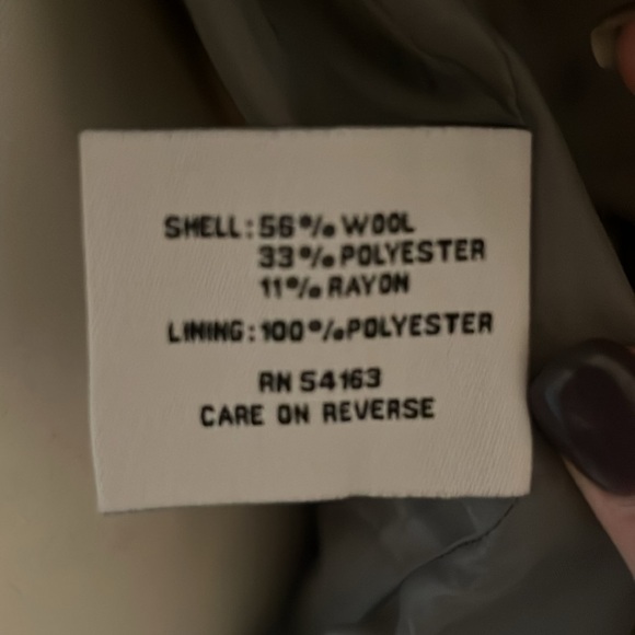 Black Rivet Double-breasted Cream Wool Blend Coat Sz S - Picture 12 of 14